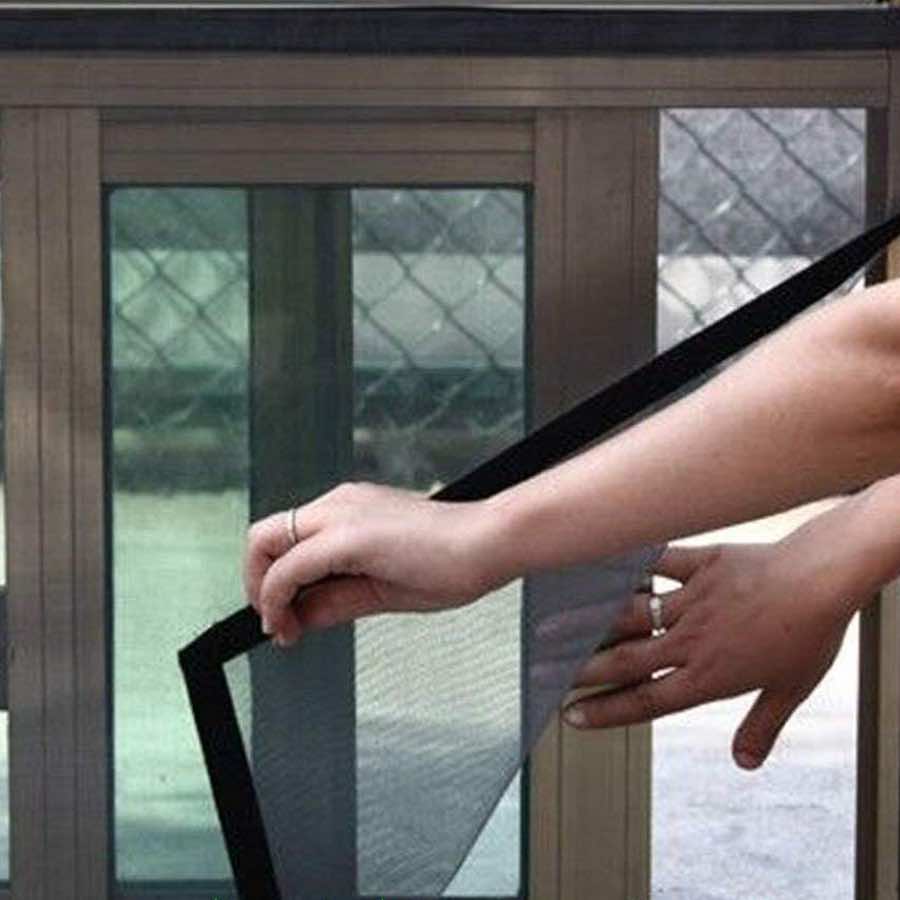 Velcro Window Screen - Black, Standard Mesh (Grey), 1000mm x 1000mm / 39" x 39": image 2