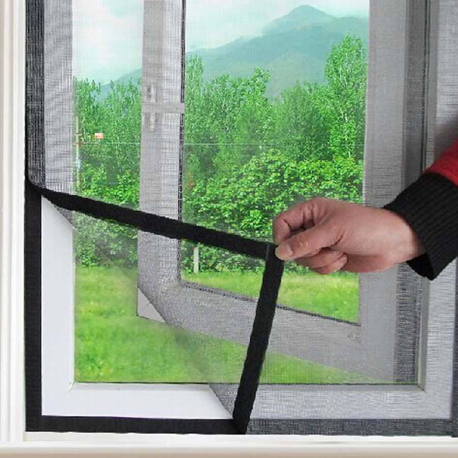 Velcro Window Screen - Black, Standard Mesh (Grey), 1000mm x 1000mm / 39" x 39": image 6